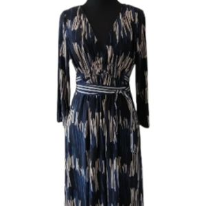 BCBGMAXAZRIA BCBG Max Azria Jersey Knit Wrap Dress Blue White Abstract Sz M $160